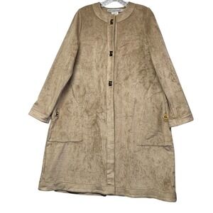 Gretchen Scott Women's Coat Faux‎ Suede Gold Accents Pockets Size 14 NWT